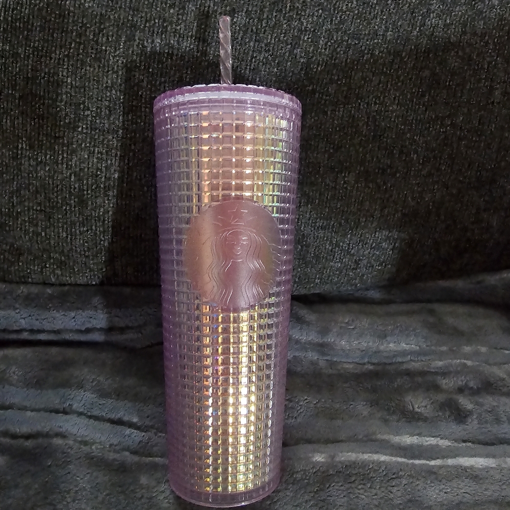 Pink Grid studded Starbucks tumbler 24 Oz